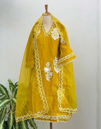 READY TO WEAR MUL COTTON KURTI SET WITH ORGANZA DUPATTA ✨
