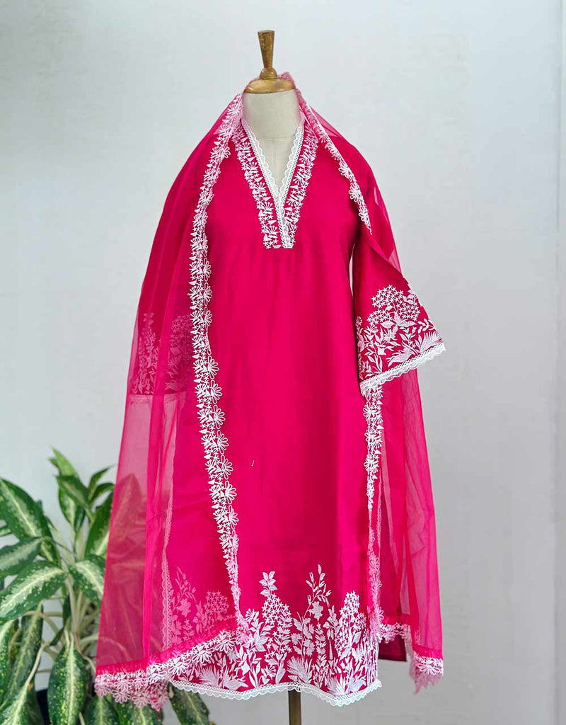 READY TO WEAR MUL COTTON KURTI SET WITH ORGANZA DUPATTA ✨