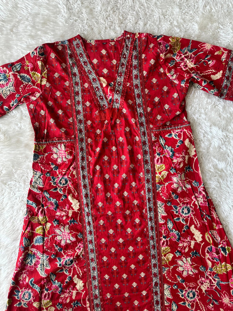 Cotton FLARE Kurti Pant Dupatta Set