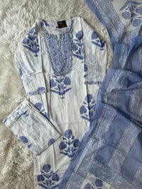 Premium Cotton Kurti plazo Dupatta Set