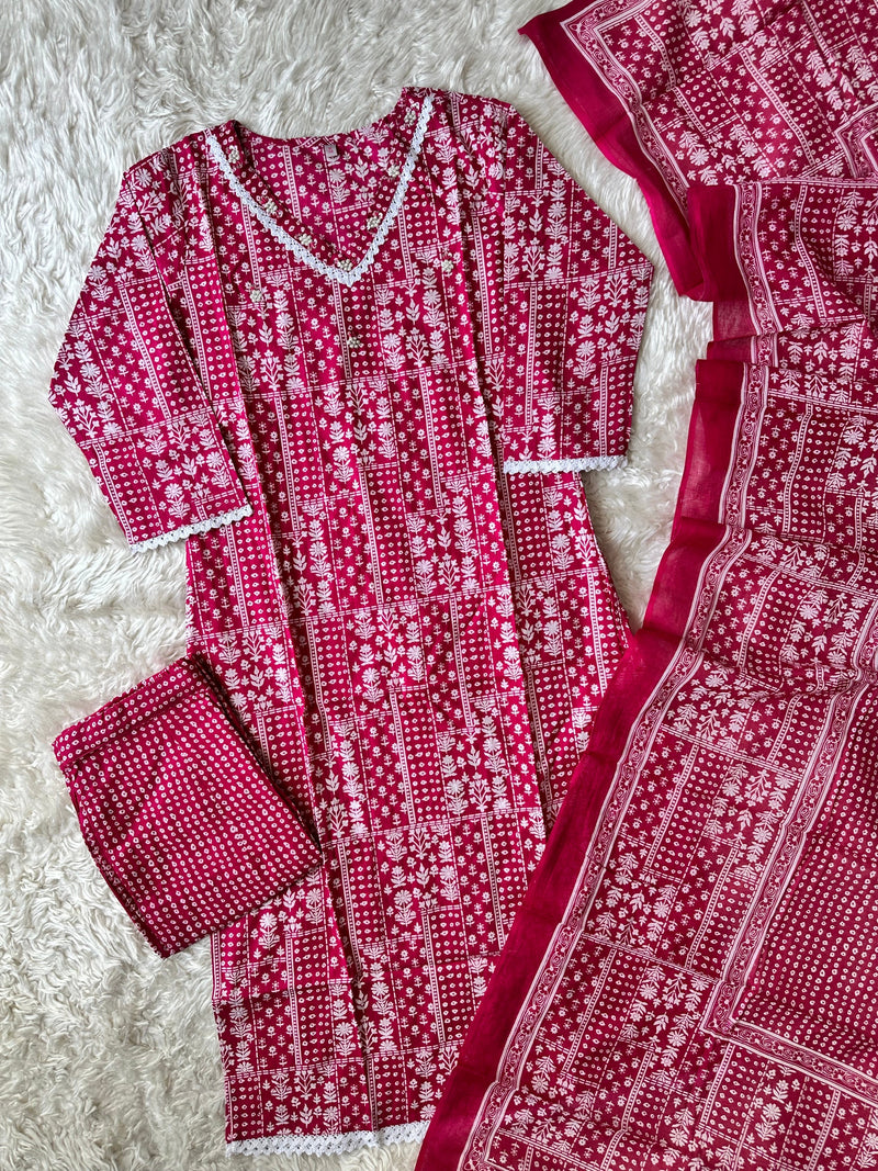Premium Cotton Rani Pink 💞 Set