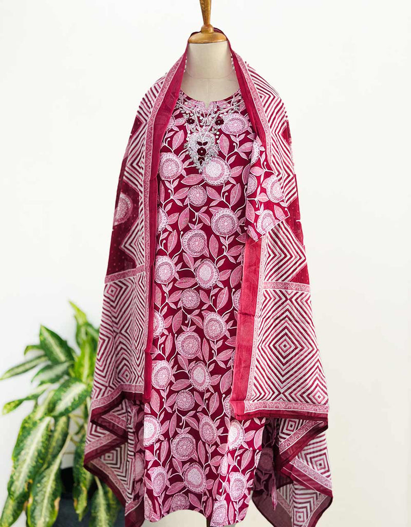 Ready to Wear Pure Cotton Hand Work Kurti Set 🌿