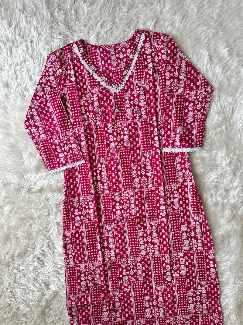Premium Cotton Rani Pink 💞 Set