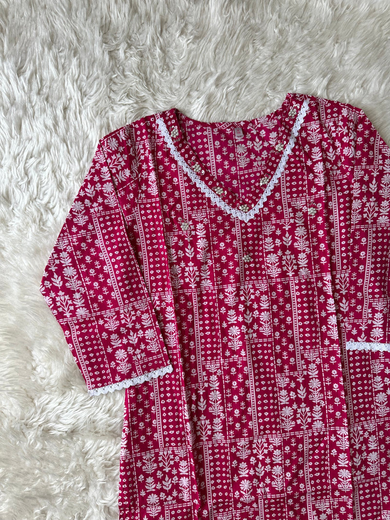 Premium Cotton Rani Pink 💞 Set