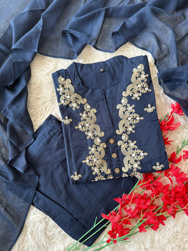 Budget Friendly Kurti Pant Dupatta Set