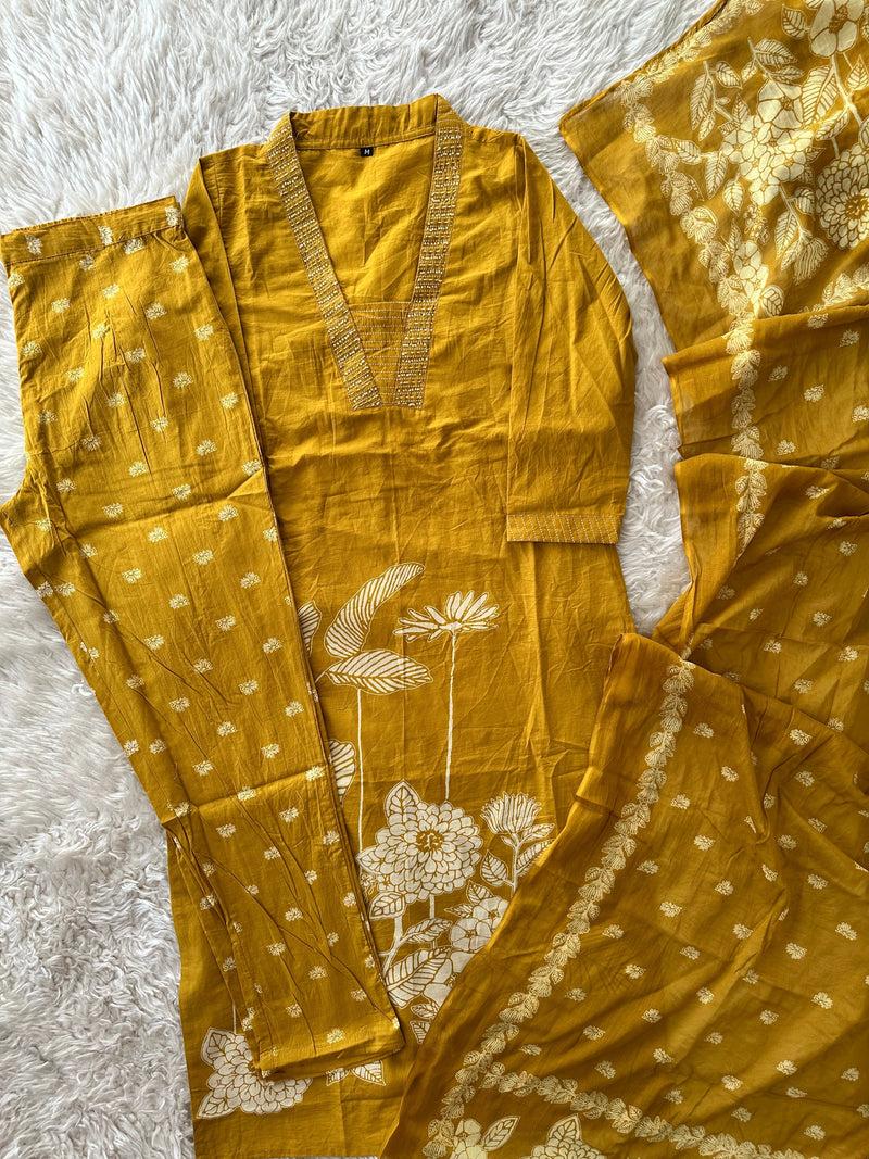 Budget Friendly Kurti Pant Dupatta Set