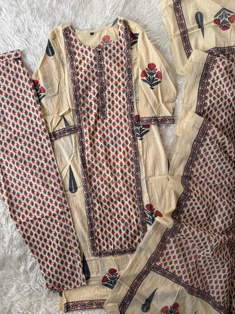 Budget Friendly Kurti Pant Dupatta Set