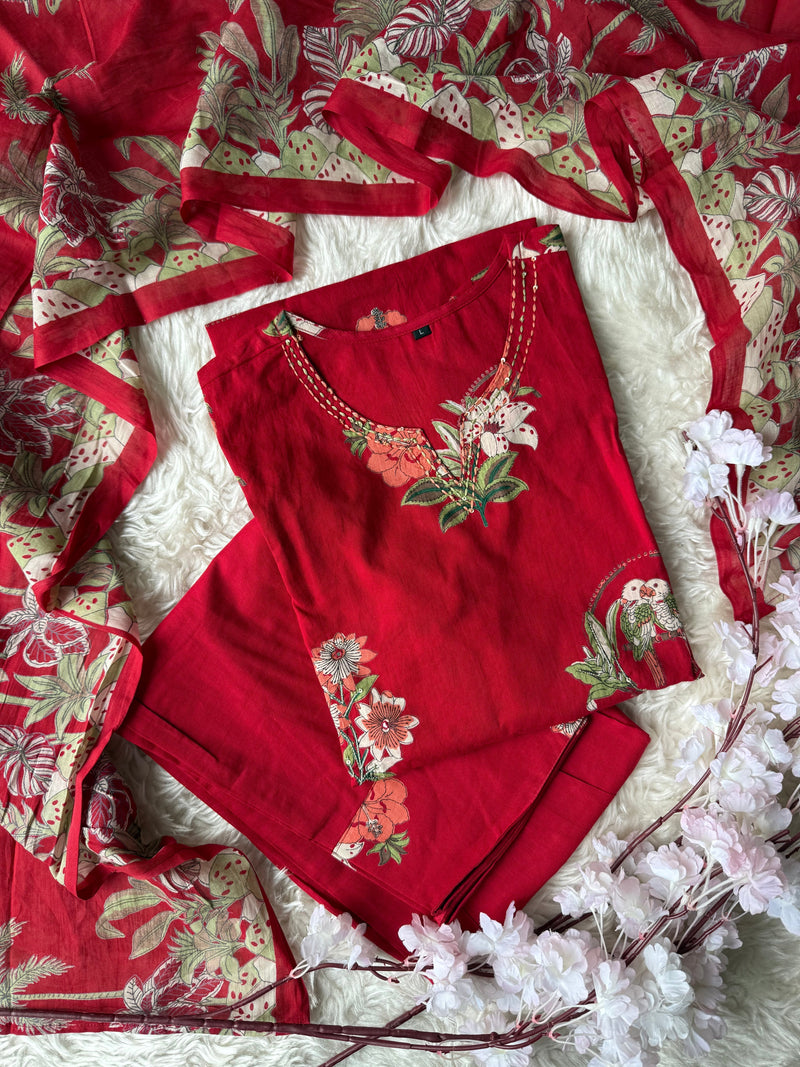 Premium Cotton Kurti Salwar Dupatta Set