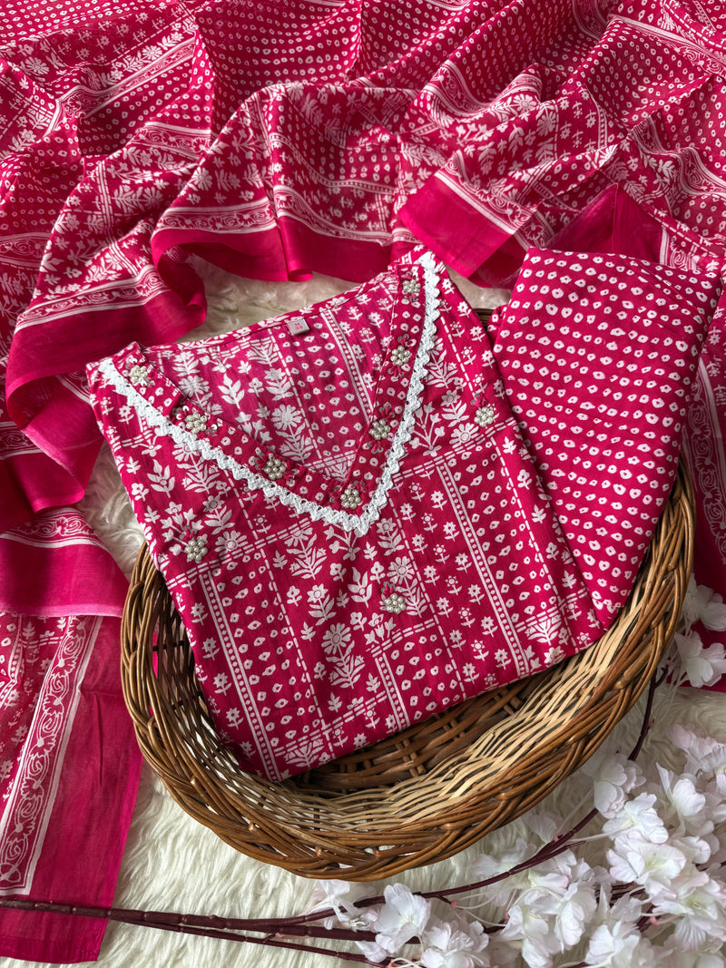 Premium Cotton Rani Pink 💞 Set
