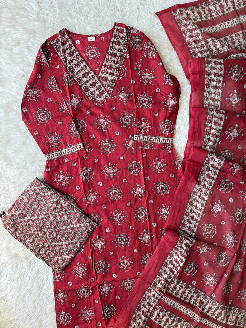 Premium Cotton Kurti Pant Dupatta Set
