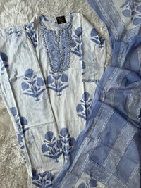 Premium Cotton Kurti plazo Dupatta Set