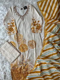 Khadi Cotton Kurti plazo Set Lehariya dupatta