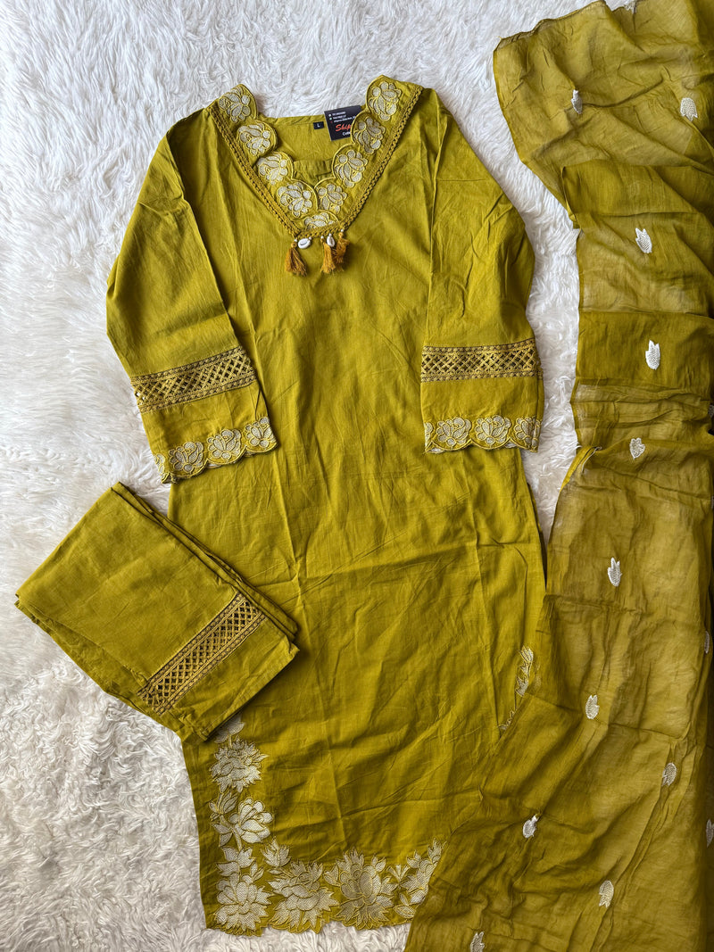 Budget Friendly Kurti Pant Dupatta Set