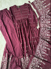 Premium Cotton ANARKALI Kurti Pant Dupatta Set