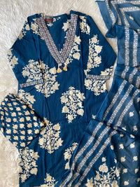 Pure Cotton Kurti Pant Dupatta Set