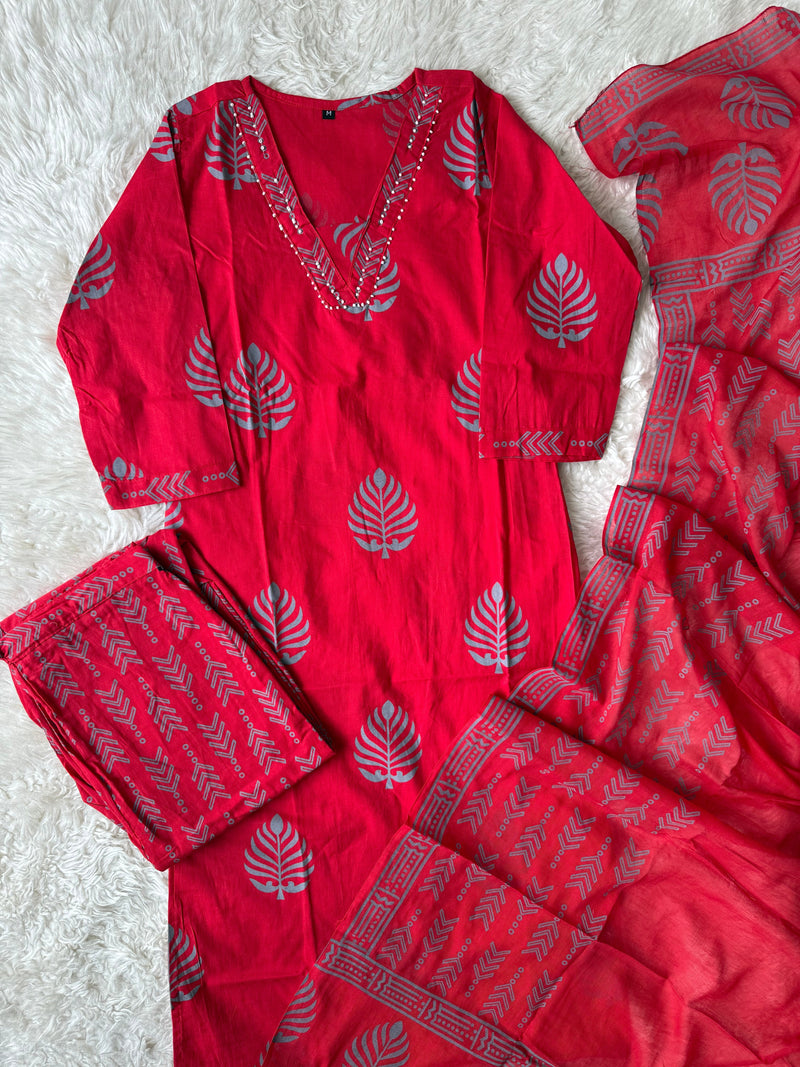 Budget Friendly Kurti Pant Dupatta Set