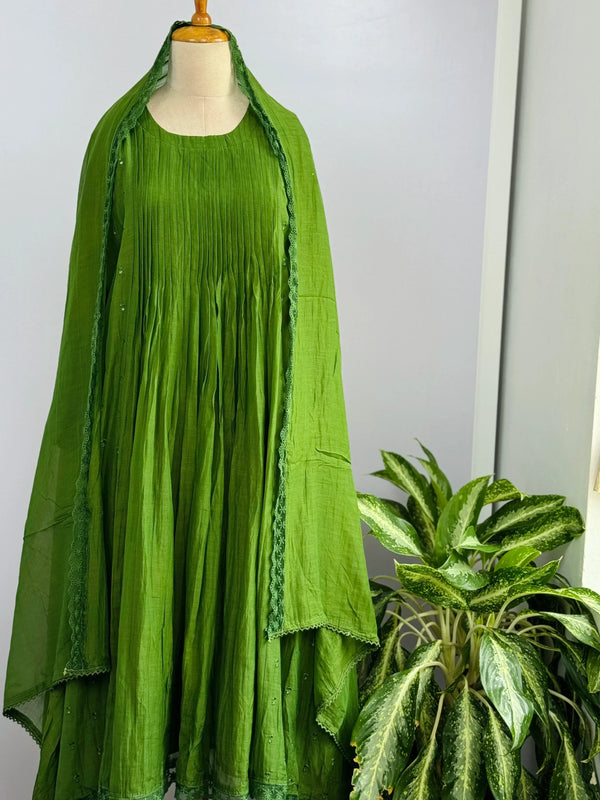 Pure Mul Chanderi Anarkali Suit Set – Elegant Festive Wear