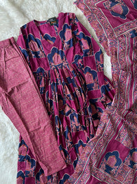 Premium Cotton Full Sleeves Kurti Pant Dupatta Set
