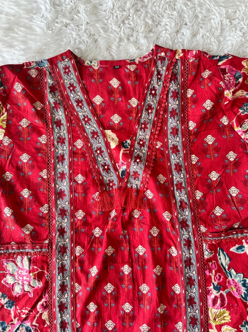 Cotton FLARE Kurti Pant Dupatta Set