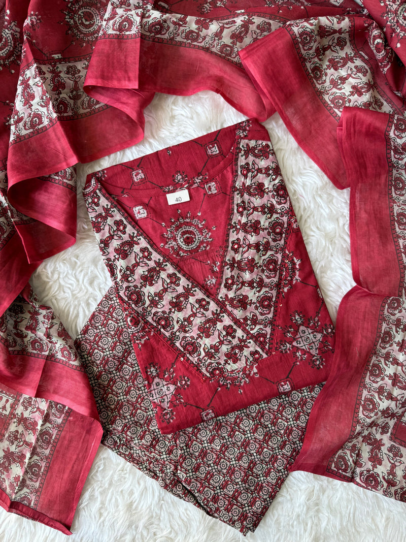 Premium Cotton Kurti Pant Dupatta Set