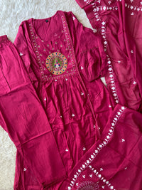 Budget Friendly Flare Kurti Pant Dupatta Set