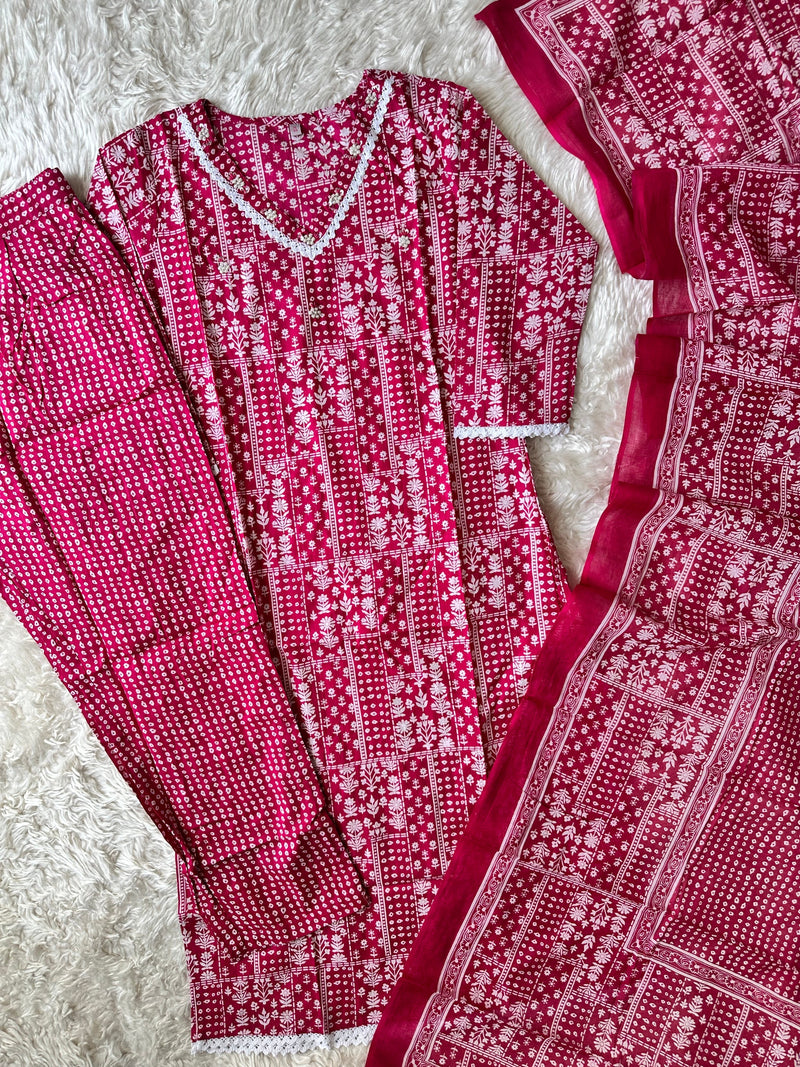Premium Cotton Rani Pink 💞 Set