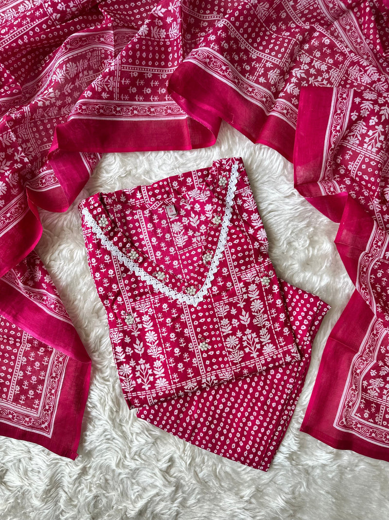 Premium Cotton Rani Pink 💞 Set