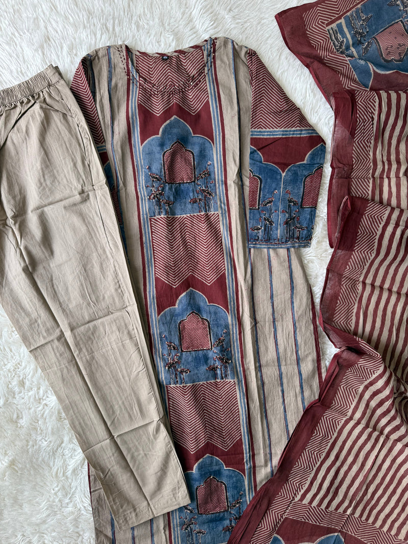 Premium Cotton Kurti Pant Dupatta Set