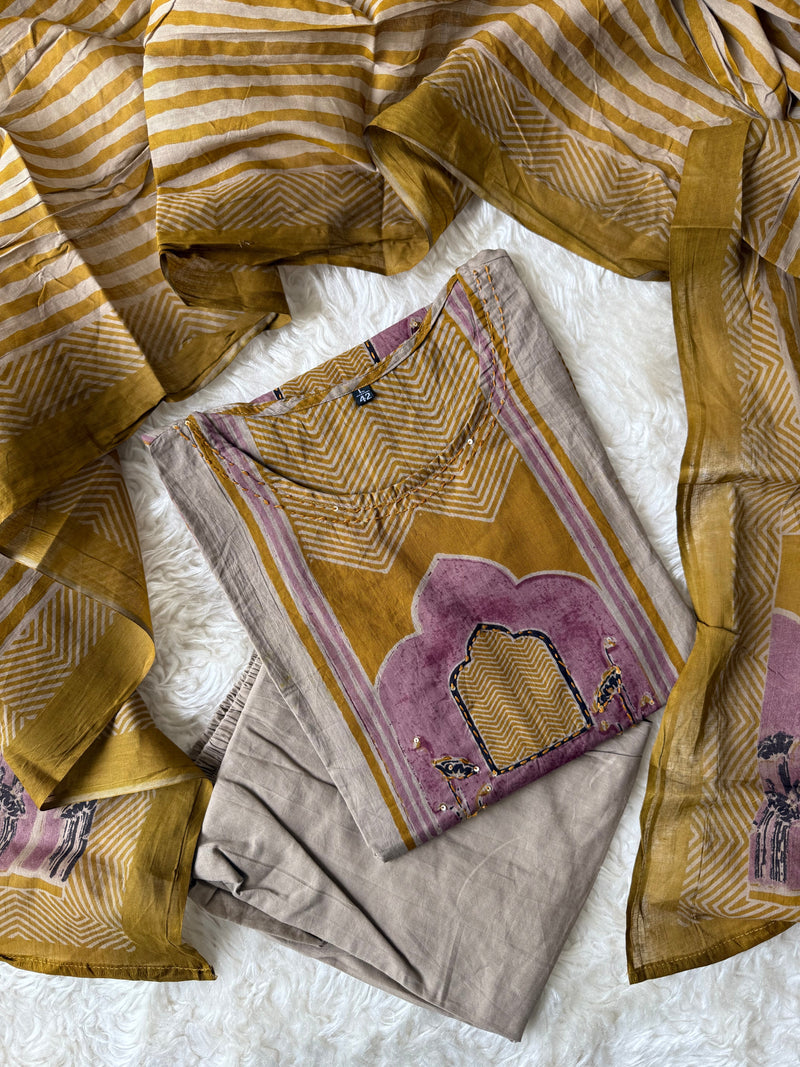 Premium Cotton Kurti Pant Dupatta Set