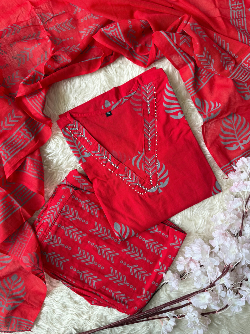 Budget Friendly Kurti Pant Dupatta Set