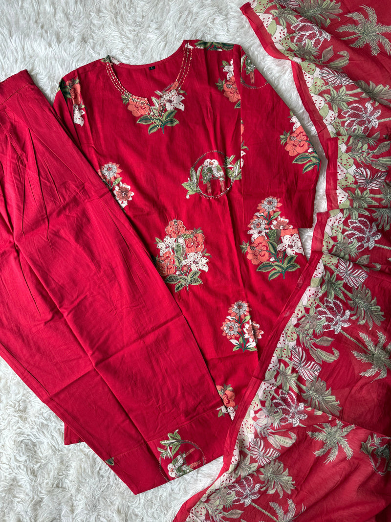 Premium Cotton Kurti Salwar Dupatta Set
