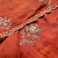 Mul Chanderi Hand Detailed Kurti Set