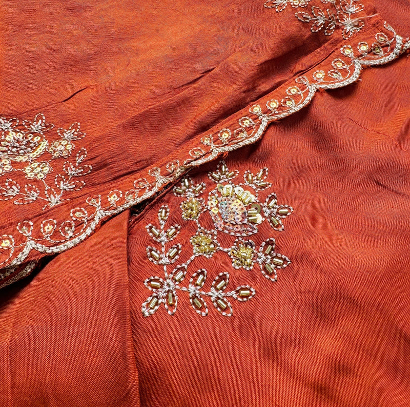 Mul Chanderi Hand Detailed Kurti Set