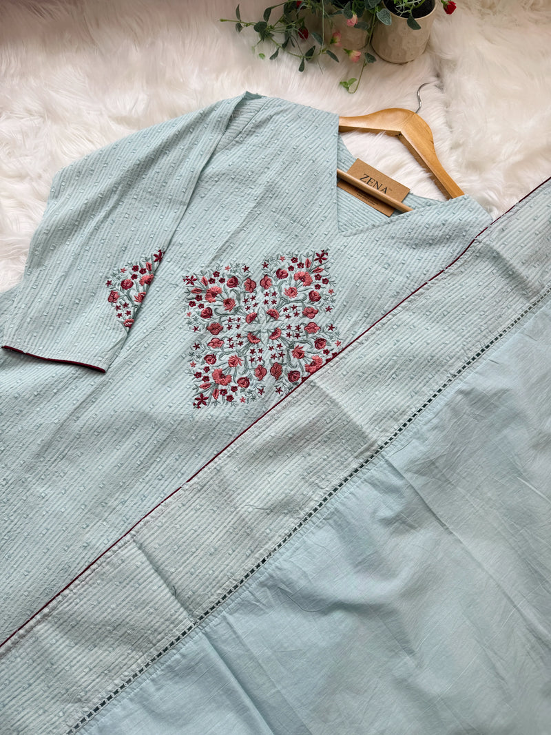 ✨ Pure Cotton Embroidered Kurti Set ✨