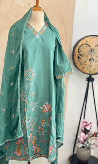 ✨ Cotton Embroidered V-Neck Kurti Set ✨