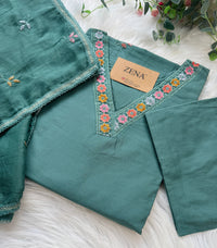 ✨ Cotton Embroidered V-Neck Kurti Set ✨