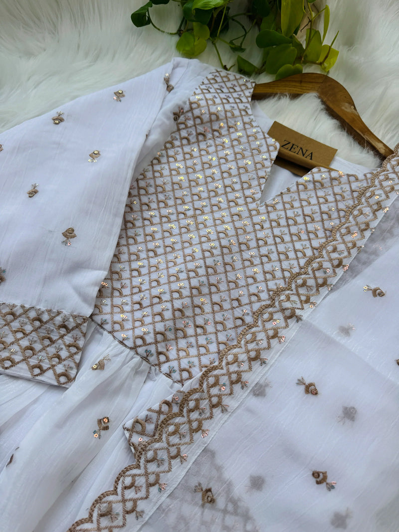 Shimmer Silk Embroidered Anarkali Kurti Set