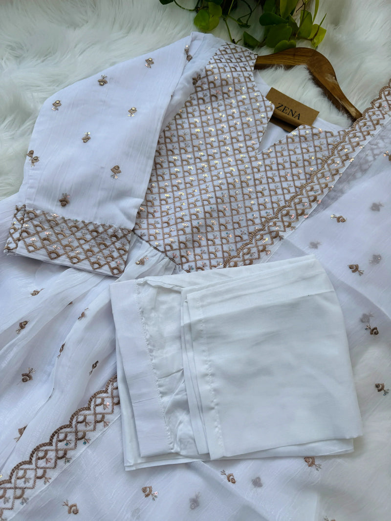 Shimmer Silk Embroidered Anarkali Kurti Set