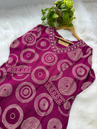 Pure Cotton Mirror Work Hand Embroidered Kurti Set