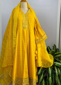 Radiant Reflections – Cotton Hacoba Mirror Work Anarkali Suit