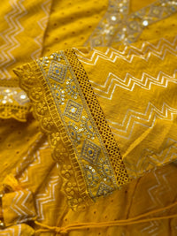 Radiant Reflections – Cotton Hacoba Mirror Work Anarkali Suit