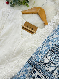 Pure Cotton Embroidered A-Line Kurti Set – Top, Bottom & Dupatta