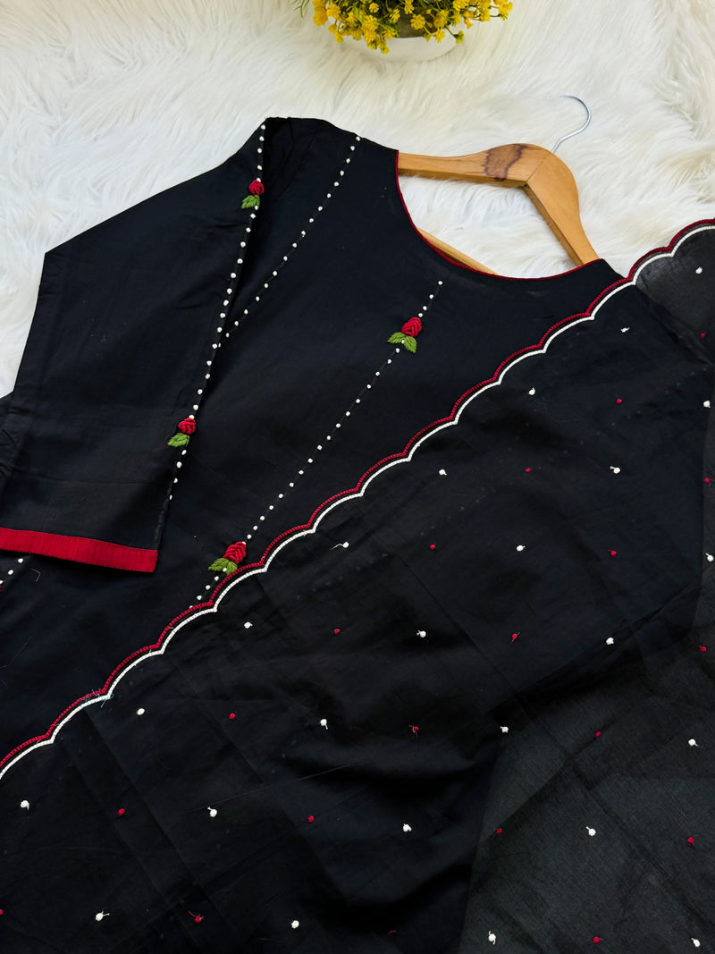 ✨ Pure Cotton French Knot Anarkali Set ✨