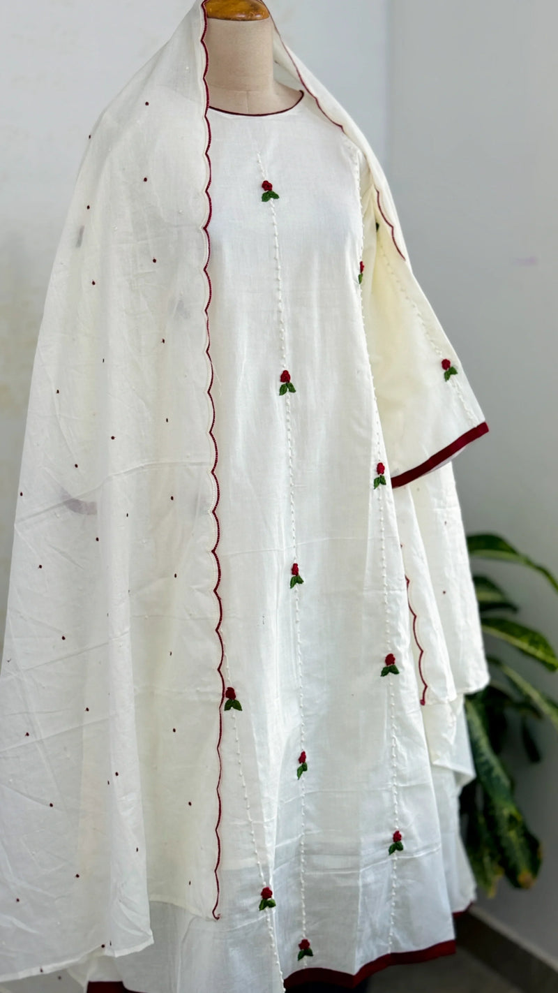 ✨ Pure Cotton French Knot Anarkali Set ✨