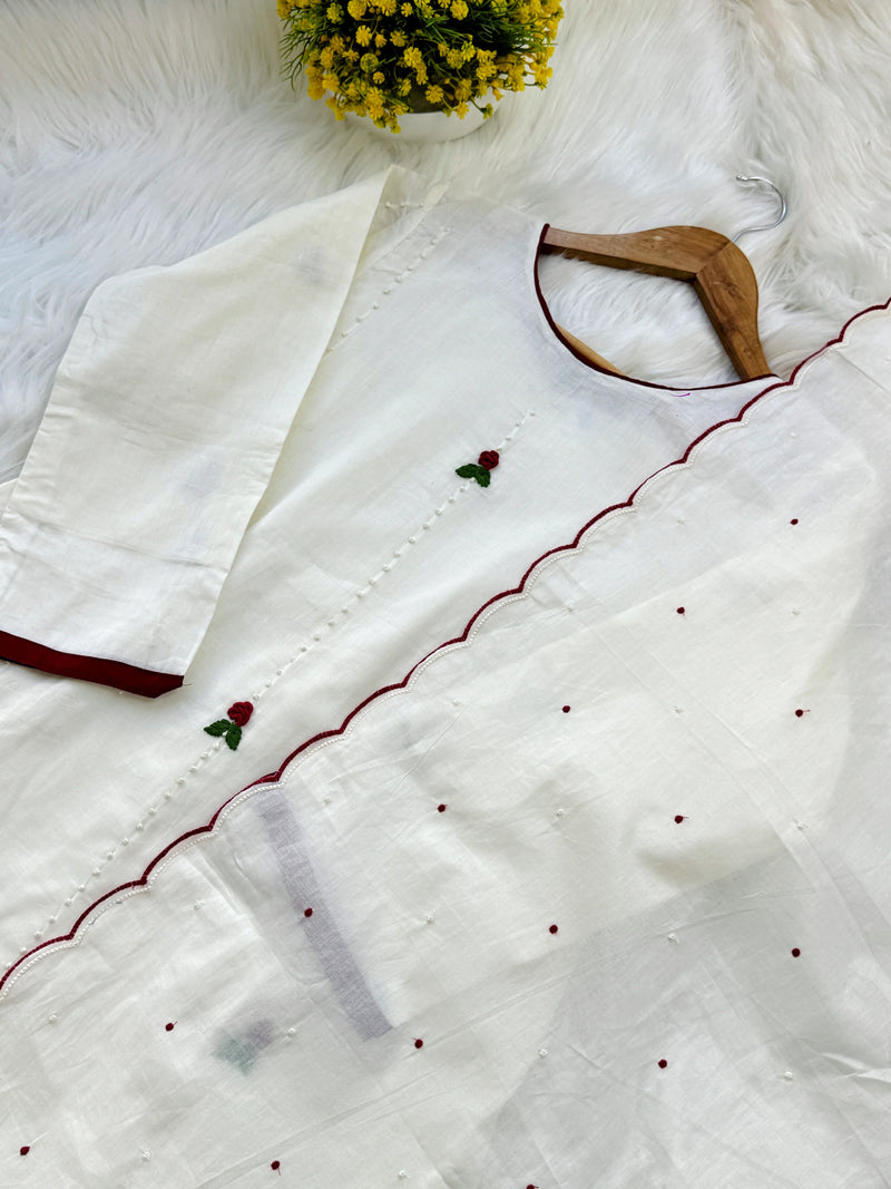 ✨ Pure Cotton French Knot Anarkali Set ✨