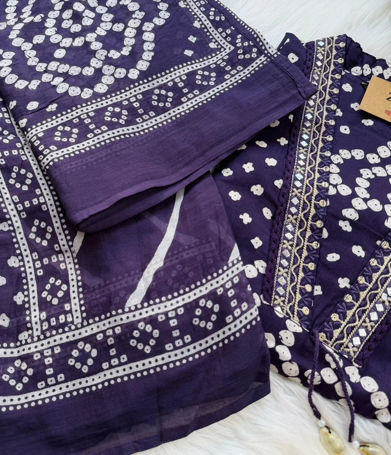 ✨ Pure Cotton Mirror Work Kurti Set with Handwork Details ✨