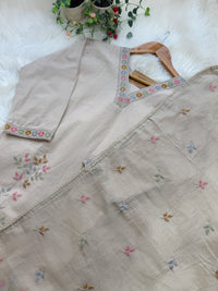 ✨ Cotton Embroidered V-Neck Kurti Set ✨