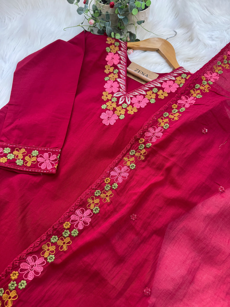 ✨ Pure Cotton Embroidered Kurti Set ✨