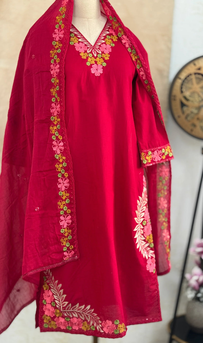 ✨ Pure Cotton Embroidered Kurti Set ✨