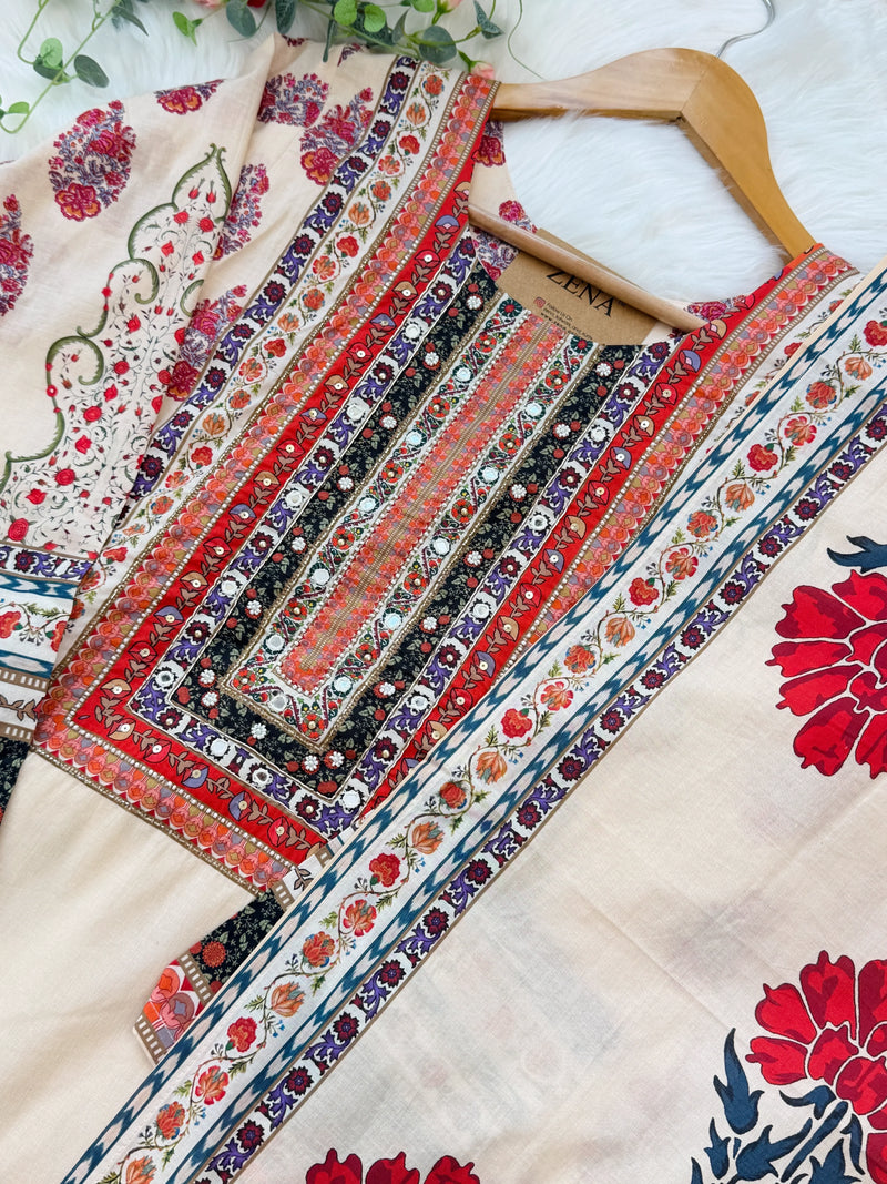 ✨ Pure Cotton Mirror Work Kurti Set ✨